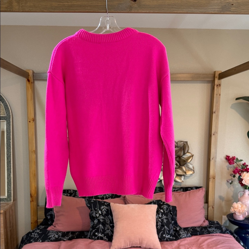 English Factory Bright Pink Sweater with Green Lettering - Picture 4 of 4